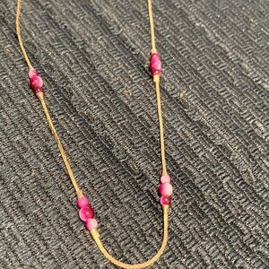 Gold Necklace with Pink Beads